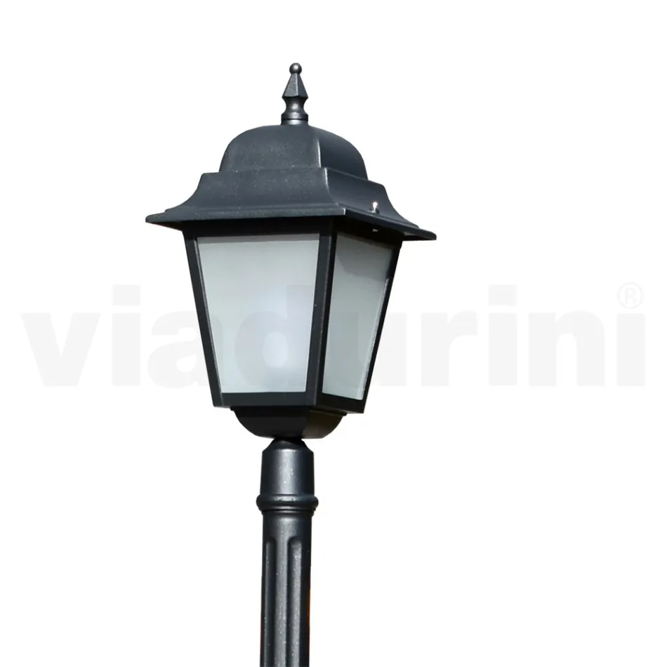 Lampione Alto 214 cm in Vetro e Alluminio Antracite Made in Italy - Scintilla Viadurini