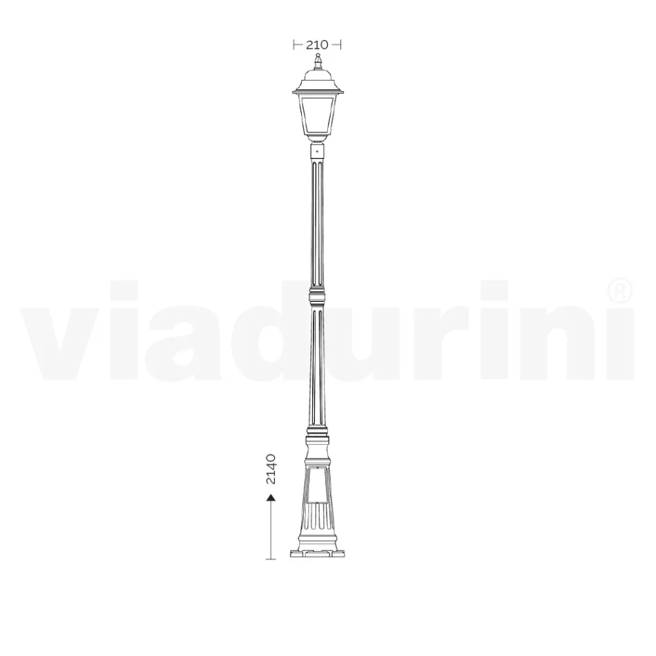 Lampione Alto 214 cm in Vetro e Alluminio Antracite Made in Italy - Scintilla Viadurini