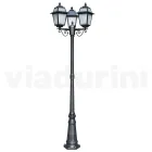 Lampione Alto 219 cm da Giardino in Alluminio Antracite e Vetro Sabbiato - Elric Viadurini