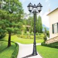 Lampione Alto 219 cm da Giardino in Alluminio Antracite e Vetro Sabbiato - Elric