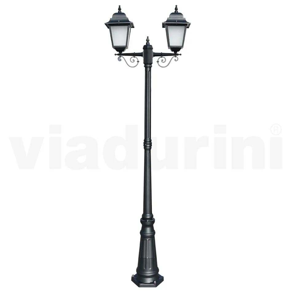 Lampione Alto 219 cm in Vetro e Alluminio Antracite Made in Italy - Scintilla Viadurini