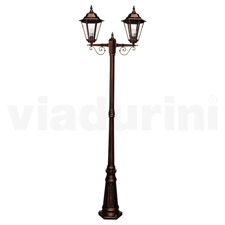 Lampione Alto 221 cm da Giardino in Vetro e 5 Finiture di Alluminio - Pinako Viadurini