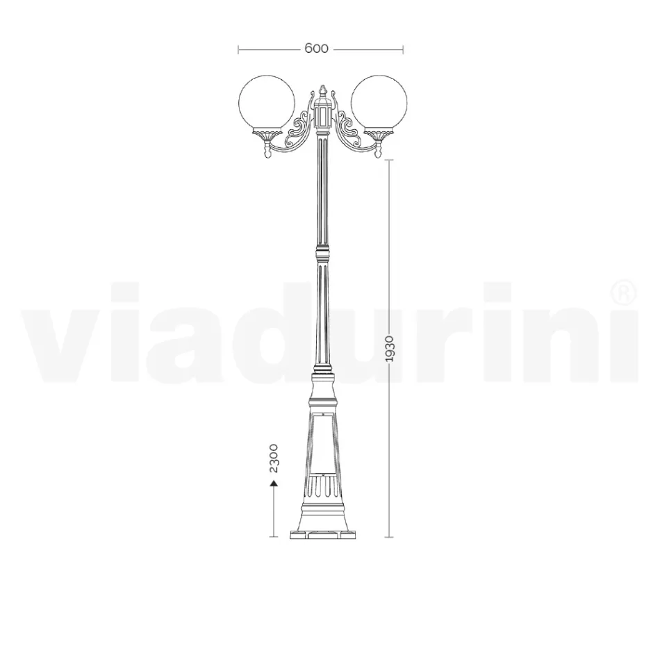 Lampione Alto 230 cm in Acrilico e Alluminio Antracite Made in Italy - Trovaantracite Viadurini