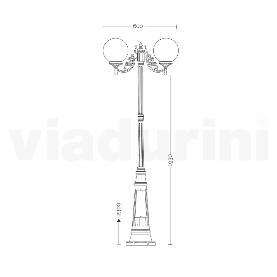 Lampione Alto 230 cm in Acrilico e Alluminio Nero Made in Italy - Trovanero Viadurini
