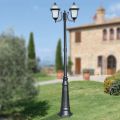 Lampione Alto 238 cm da Giardino in Alluminio Antracite e Vetro Sabbiato - Elric
