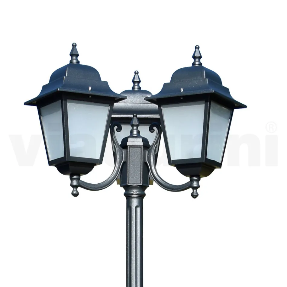Lampione Alto 238 cm in Vetro e Alluminio Antracite Made in Italy - Scintilla Viadurini