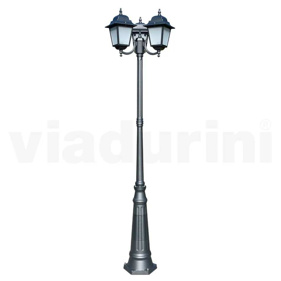 Lampione Alto 238 cm in Vetro e Alluminio Antracite Made in Italy - Scintilla Viadurini