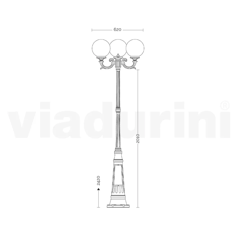 Lampione Alto 242 cm in Acrilico e Alluminio Nero Made in Italy - Trovanero Viadurini