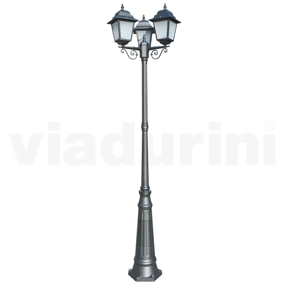 Lampione Alto 249 cm in Vetro e Alluminio Antracite Made in Italy - Scintilla Viadurini