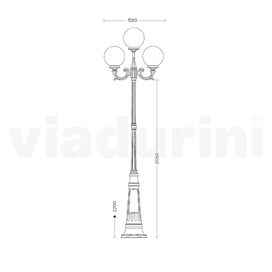 Lampione Alto 270 cm in Acrilico e Alluminio Antracite Made in Italy - Trovaantracite Viadurini