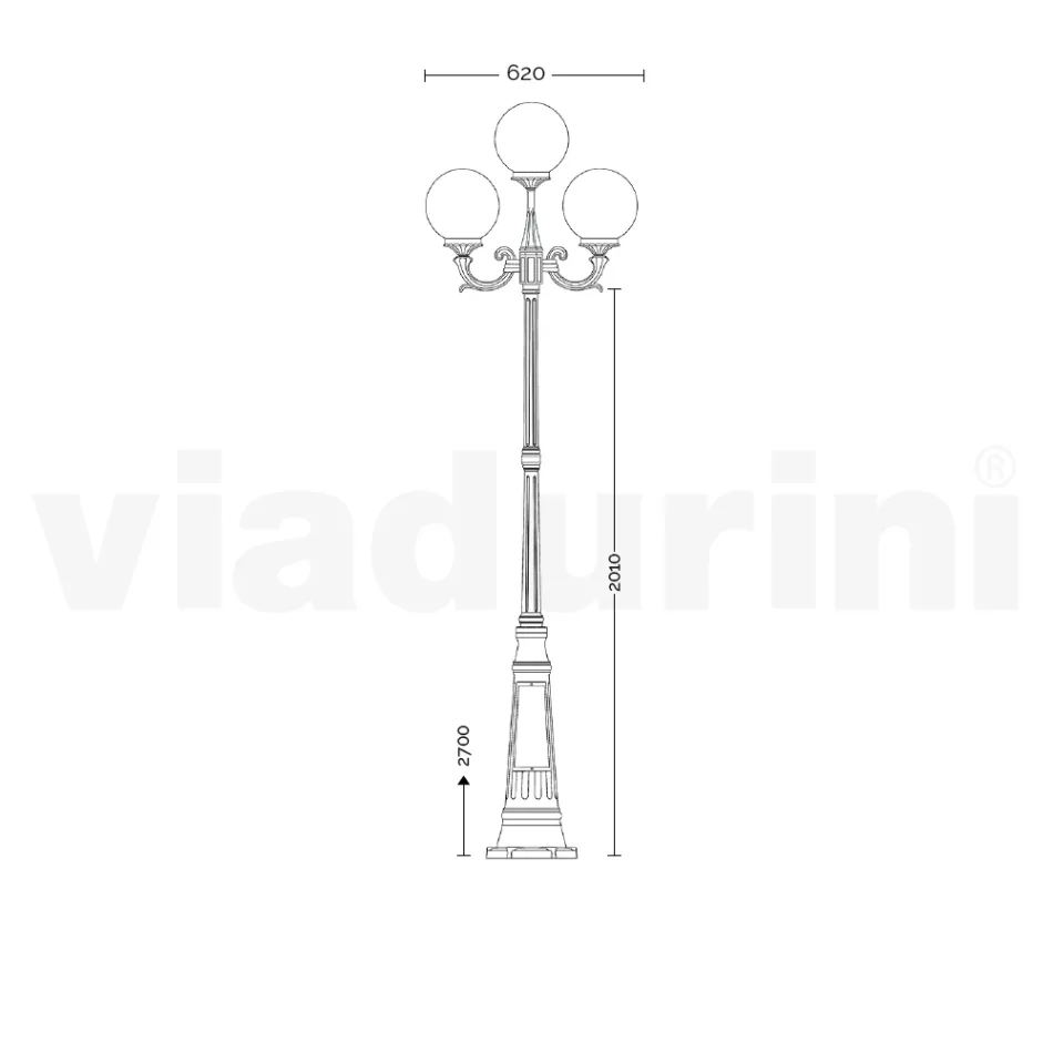 Lampione Alto 270 cm in Acrilico e Alluminio Bianco Made in Italy - Trovabianco Viadurini