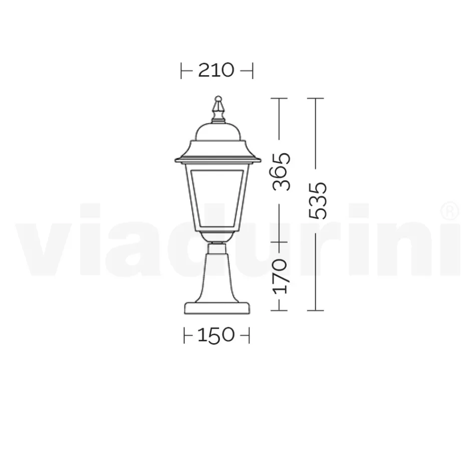 Lampione Alto 53,5 cm in Vetro e Alluminio Antracite Made in Italy - Scintilla Viadurini