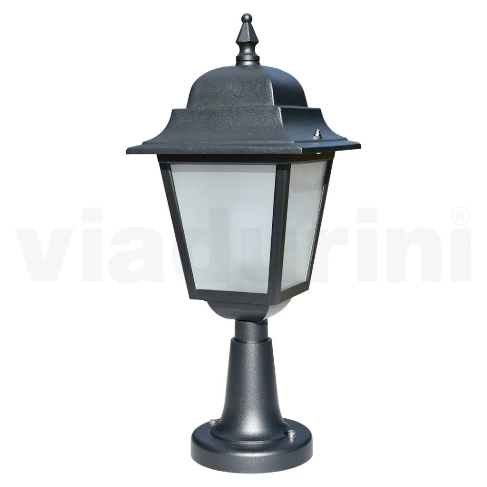 Lampione Alto 53,5 cm in Vetro e Alluminio Antracite Made in Italy - Scintilla Viadurini