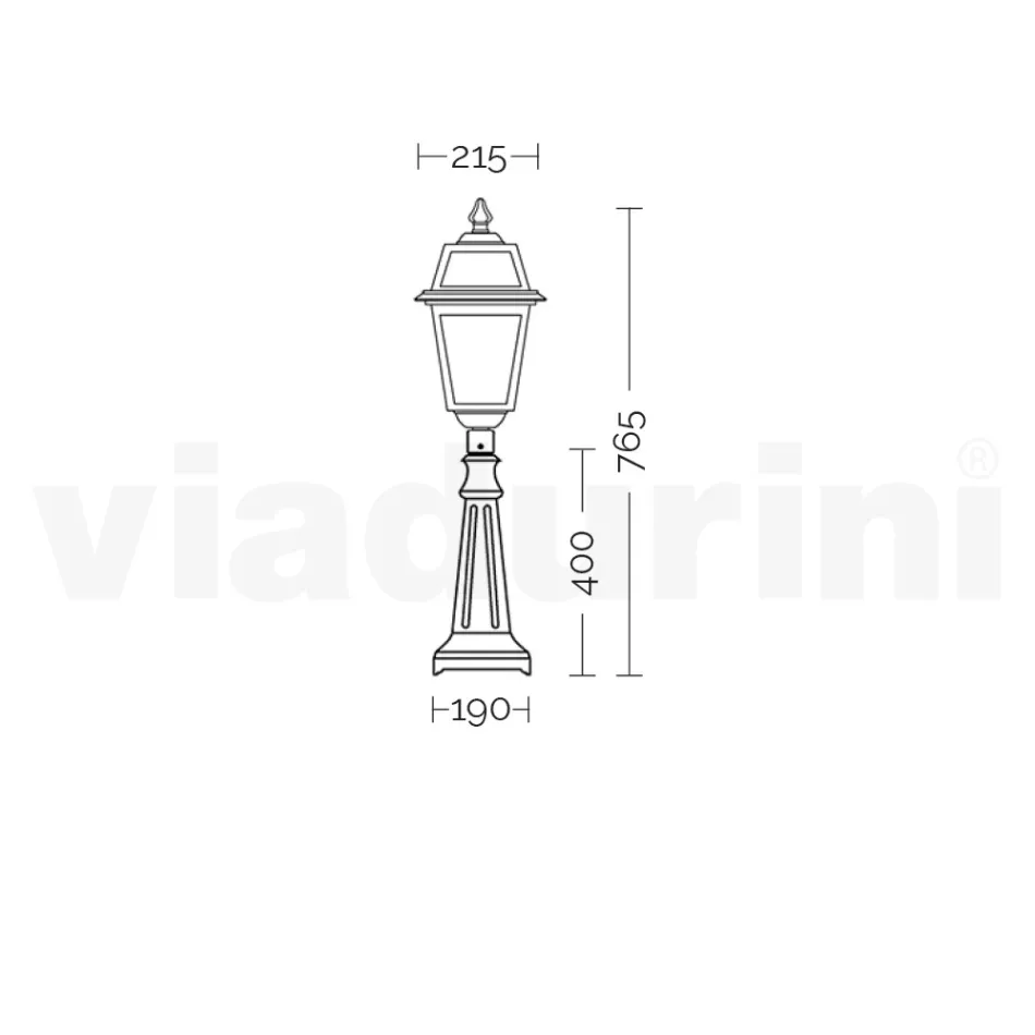 Lampione Alto 76,5 cm da Giardino in Alluminio Antracite e Vetro Sabbiato - Elric Viadurini