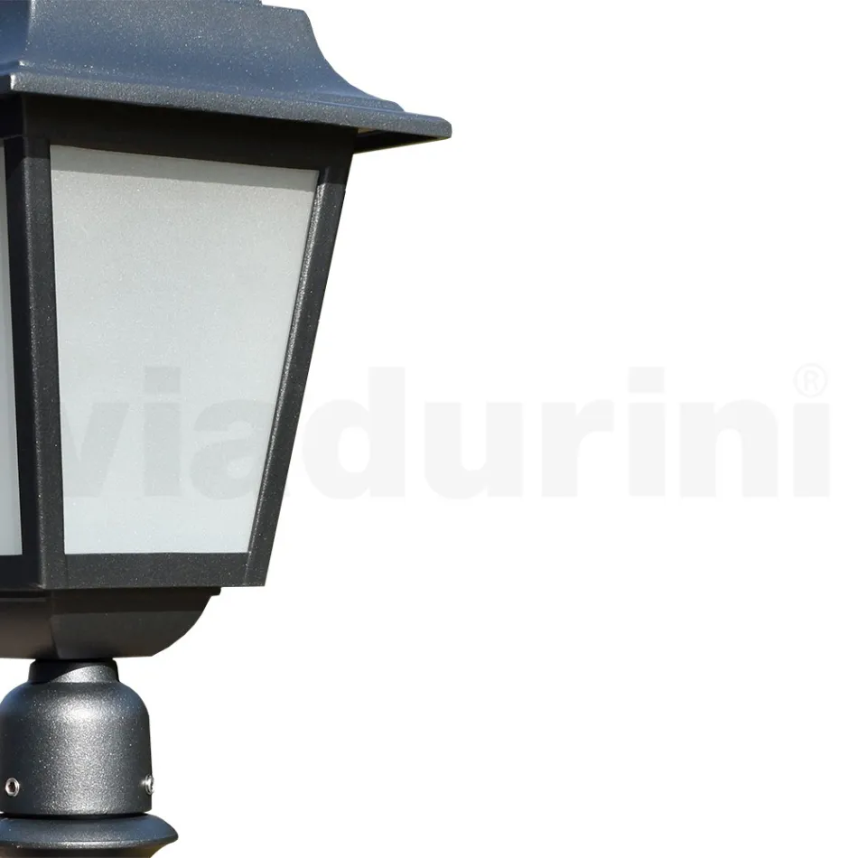 Lampione Alto 76 cm in Vetro e Alluminio Antracite Made in Italy - Scintilla Viadurini