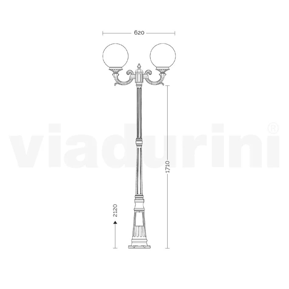 Lampione da Esterno 212 cm in Acrilico e Alluminio Nero Made in Italy - Trovanero Viadurini