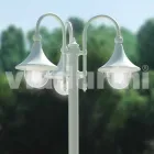 Lampione da esterno a tre luci in alluminio bianco made Italy, Anusca Viadurini