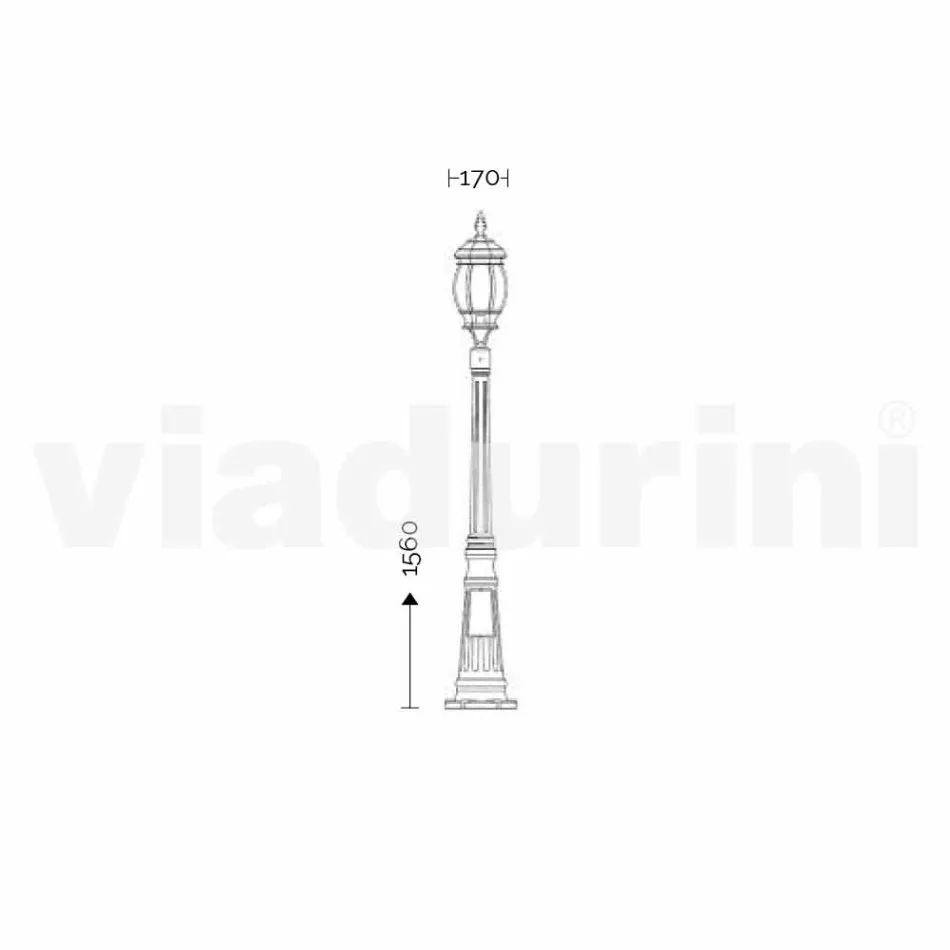 Lampione da esterno a una luce in alluminio made in Italy, Anika Viadurini