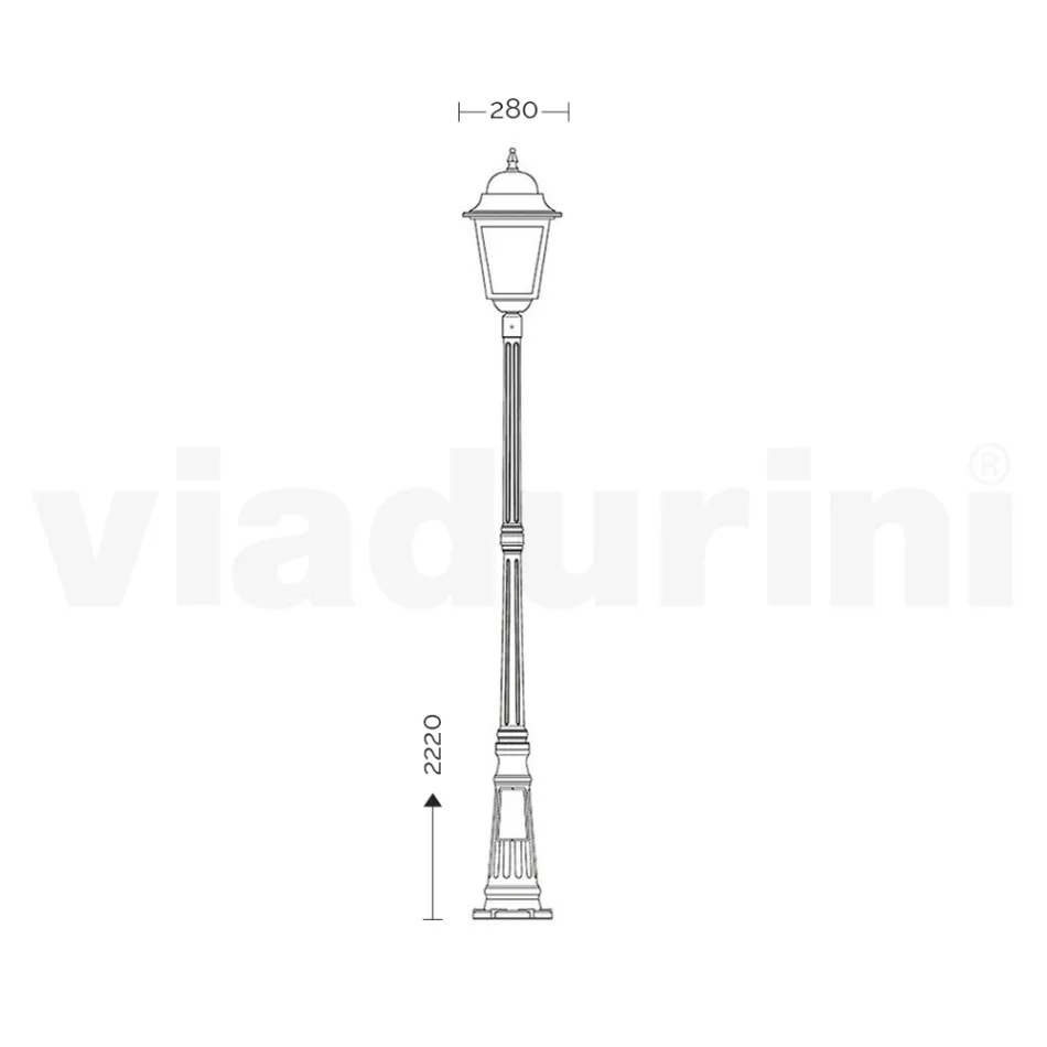 Lampione da Esterno Alto 222 cm in Vetro e Alluminio Pressofuso - Alchimista Viadurini