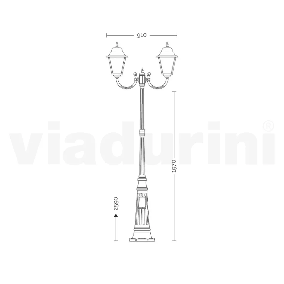 Lampione da Esterno Alto 259 cm in Vetro e Alluminio Pressofuso - Alchimista Viadurini
