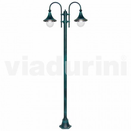 Lampione da esterno in alluminio a due luci made in Italy, Anusca Viadurini