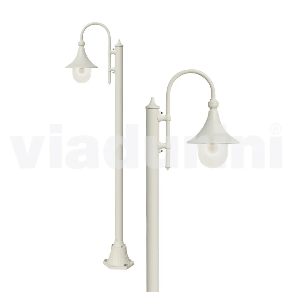Lampione da giardino in alluminio bianco con 1 luce prodotto in Italia, Anusca Viadurini