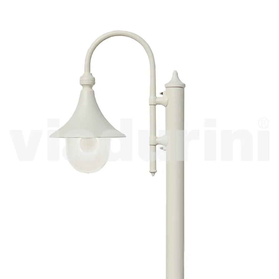 Lampione da giardino in alluminio bianco con 1 luce prodotto in Italia, Anusca Viadurini