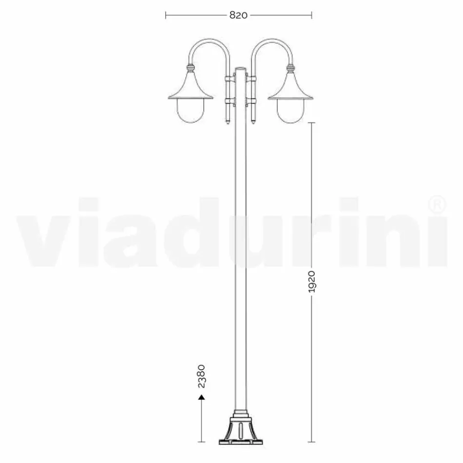 Lampione da giardino in alluminio pressofuso bianco made Italy, Anusca Viadurini