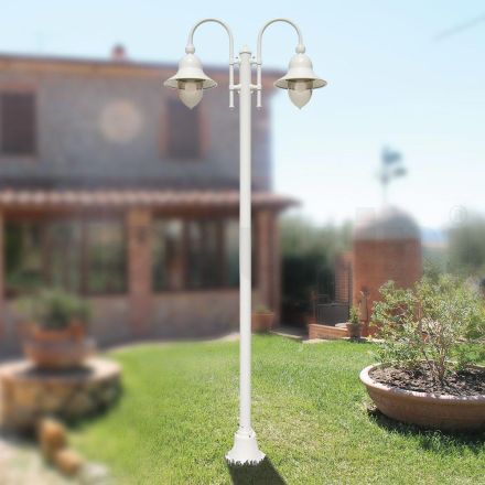 Lampione da Giardino Vintage 2 Luci in Alluminio Made in Italy - Cassandra Viadurini