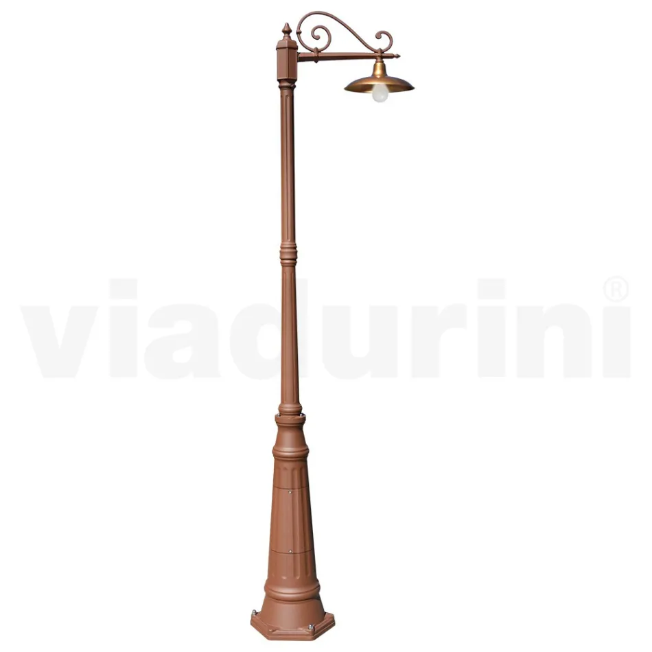 Lampione da Giardino Vintage in Alluminio e Ottone Made in Italy - Adela Viadurini