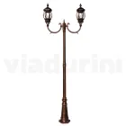 Lampione Giardino 2 Luci in Alluminio Stile Vintage Made in Italy - Leona Viadurini