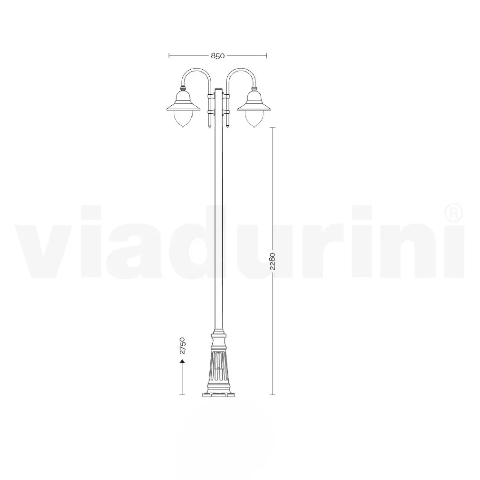 Lampione Giardino a 3 Luci in Alluminio Realizzato in Italia - Cassandra Viadurini