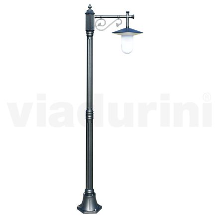 Lampione Giardino Stile Vintage in Alluminio Grigio Made in Italy - Belen Viadurini