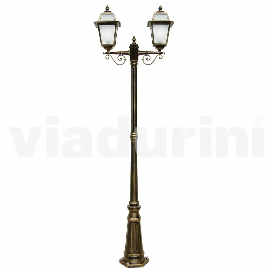Lampione per esterno a due luci in alluminio made in Italy, Kristel Viadurini