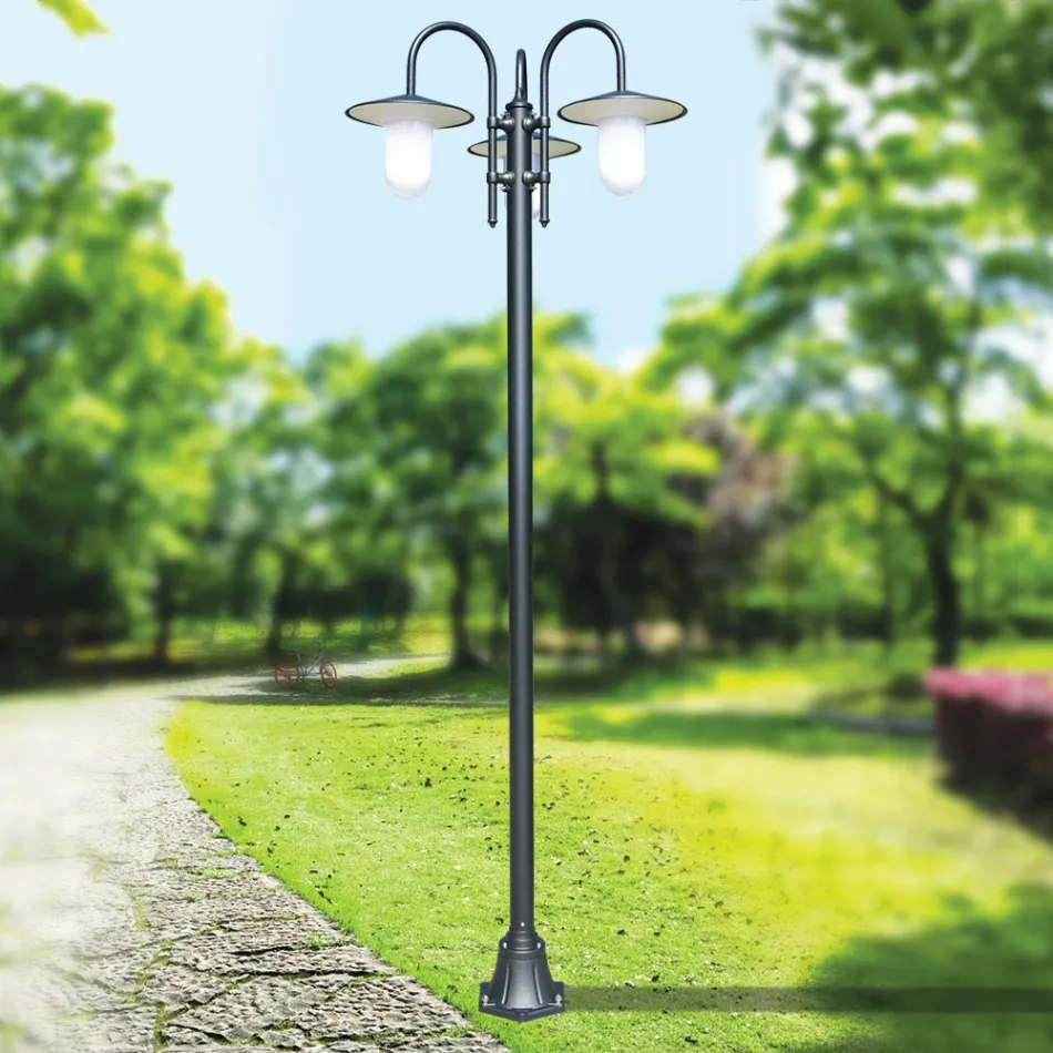 Lampione Stile Vintage a 3 Luci in Alluminio Realizzato in Italia - Belen Viadurini