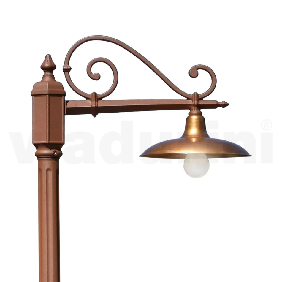 Lampione Stile Vintage in Alluminio Corten e Ottone Made in Italy - Adela Viadurini