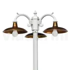 Lampione Vintage a 3 Luci in Alluminio e Ottone Made in Italy - Adela Viadurini