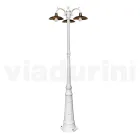 Lampione Vintage a 3 Luci in Alluminio e Ottone Made in Italy - Adela Viadurini