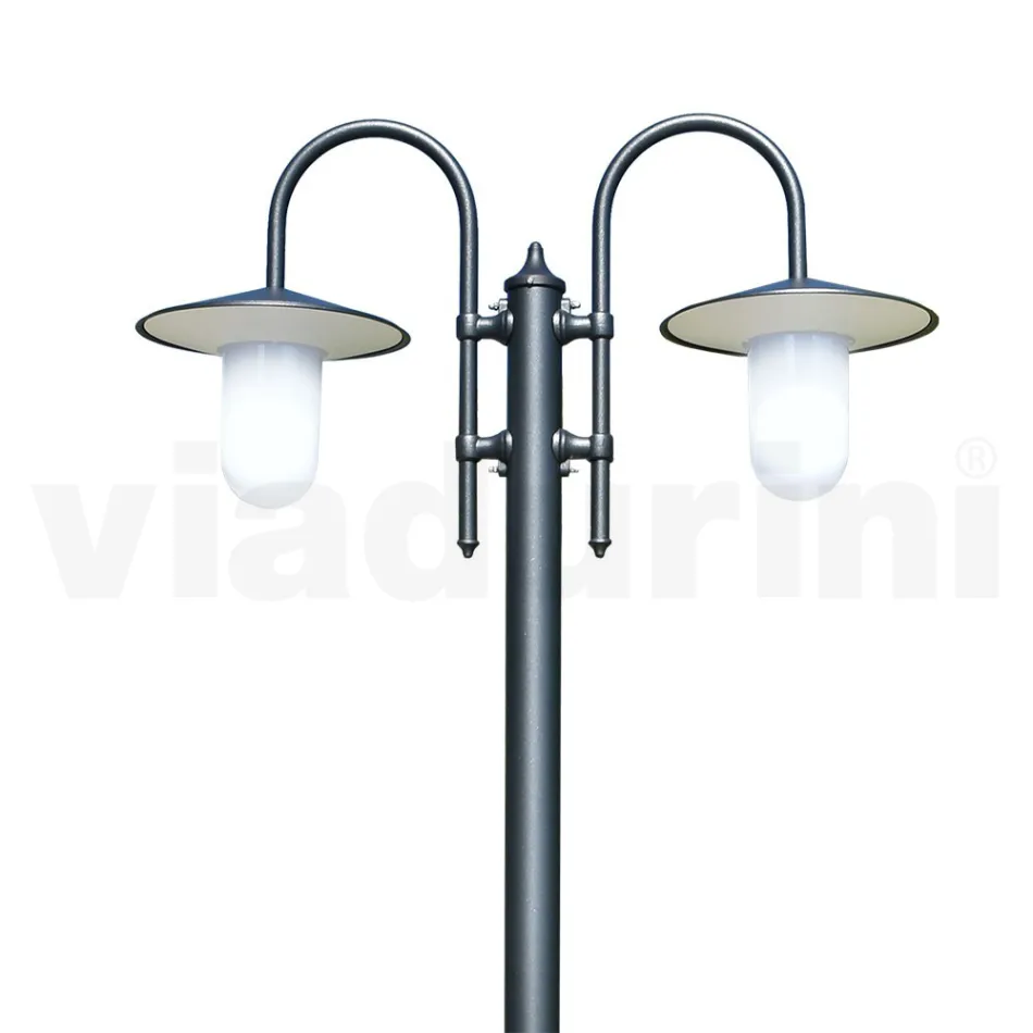 Lampione Vintage da Giardino 2 Luci in Alluminio Made in Italy - Belen Viadurini