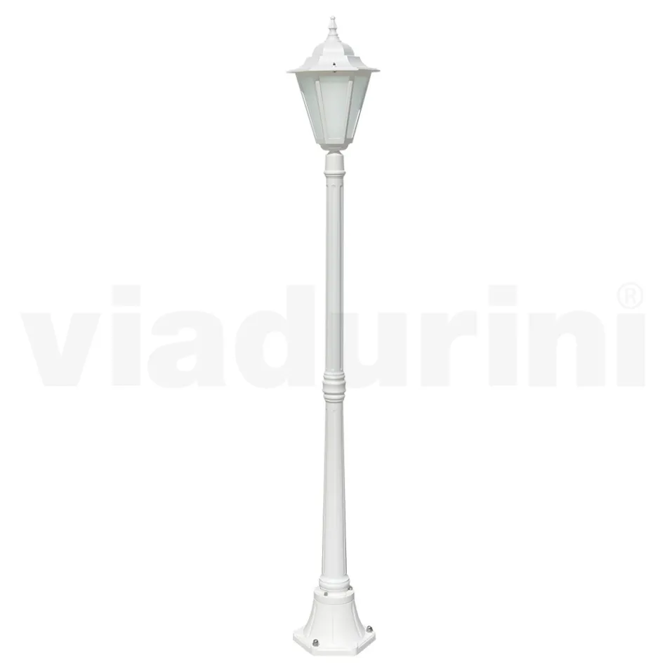 Lampione Vintage per Esterno in Alluminio Bianco Made in Italy - Terella Viadurini