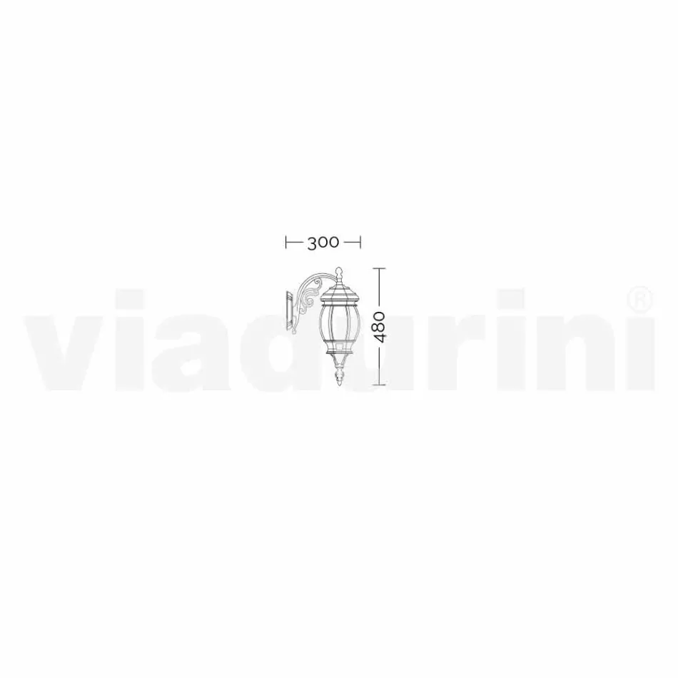 Lanterna a parete da giardino in alluminio prodotta in Italia, Anika Viadurini