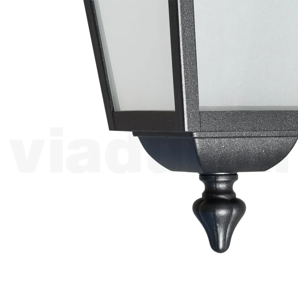 Lanterna a Soffitto da Giardino in Alluminio Antracite e Vetro Sabbiato - Elric Viadurini