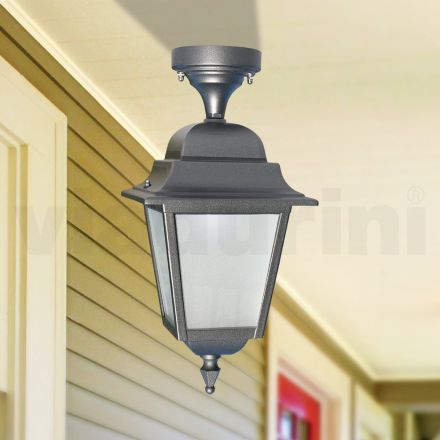 Lanterna a Soffitto in Alluminio Pressofuso e Diffusore in Vetro - Scintilla Viadurini