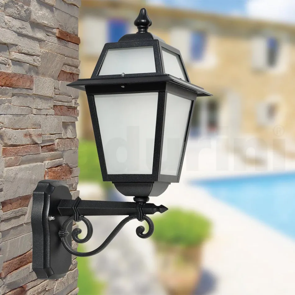 Lanterna da Giardino in Alluminio Antracite e Vetro Sabbiato - Elric Viadurini