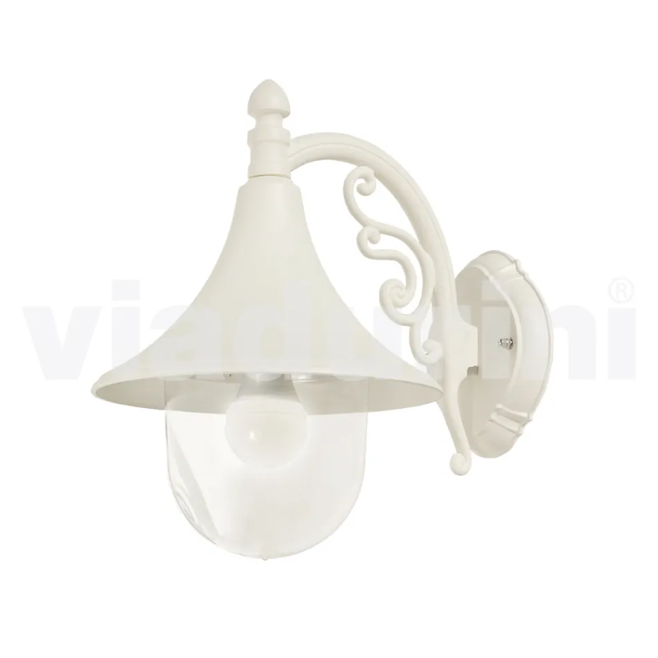 Lanterna per giardino  a parete in alluminio bianco made in Italy,Anusca Viadurini