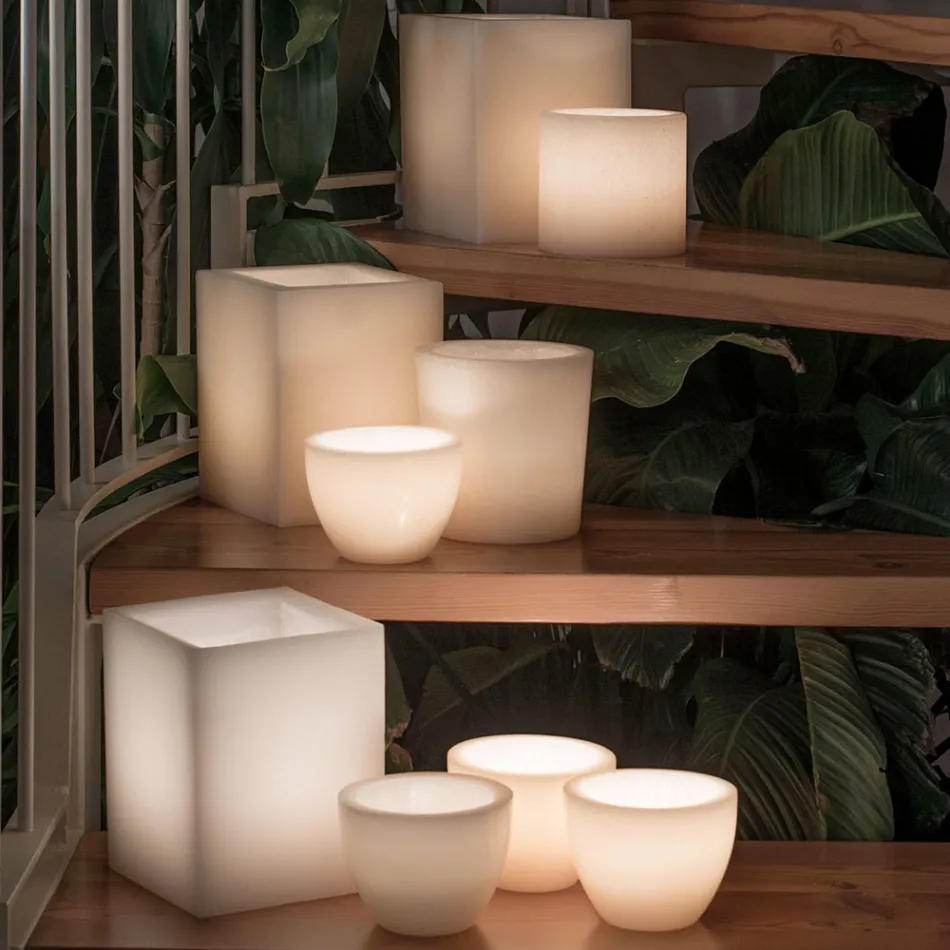 Lanterna Profumata in Cera Effetto Graffiato con Lumino Made in Italy - Famme Viadurini