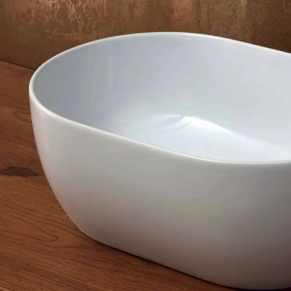 Lavabo 45x32cm in ceramica da appoggio made Italy Star, design moderno Viadurini