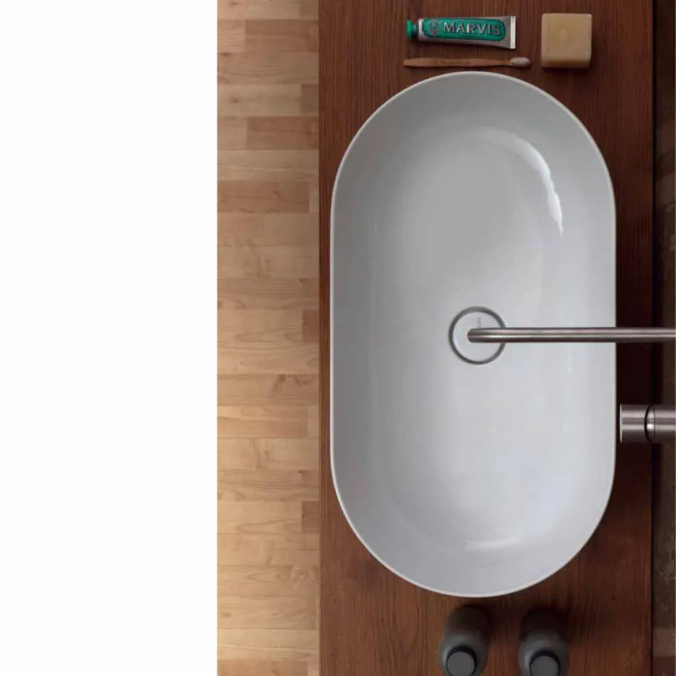 Lavabo 70x35cm da appoggio in ceramica made Italy Star, design moderno Viadurini