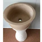 Lavabo a colonna bianco in pietra naturale Iris, pezzo unico Viadurini