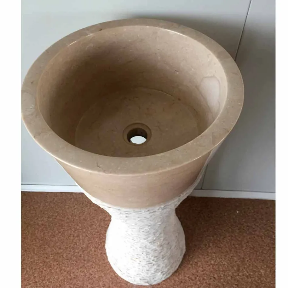 Lavabo a colonna bianco in pietra naturale Iris, pezzo unico Viadurini